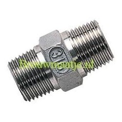 Nippel Dubbele 6-K 1/2 RVS