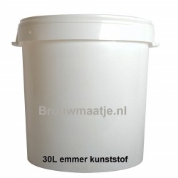 emmer 50 l wit plastic +deksel +handvatten