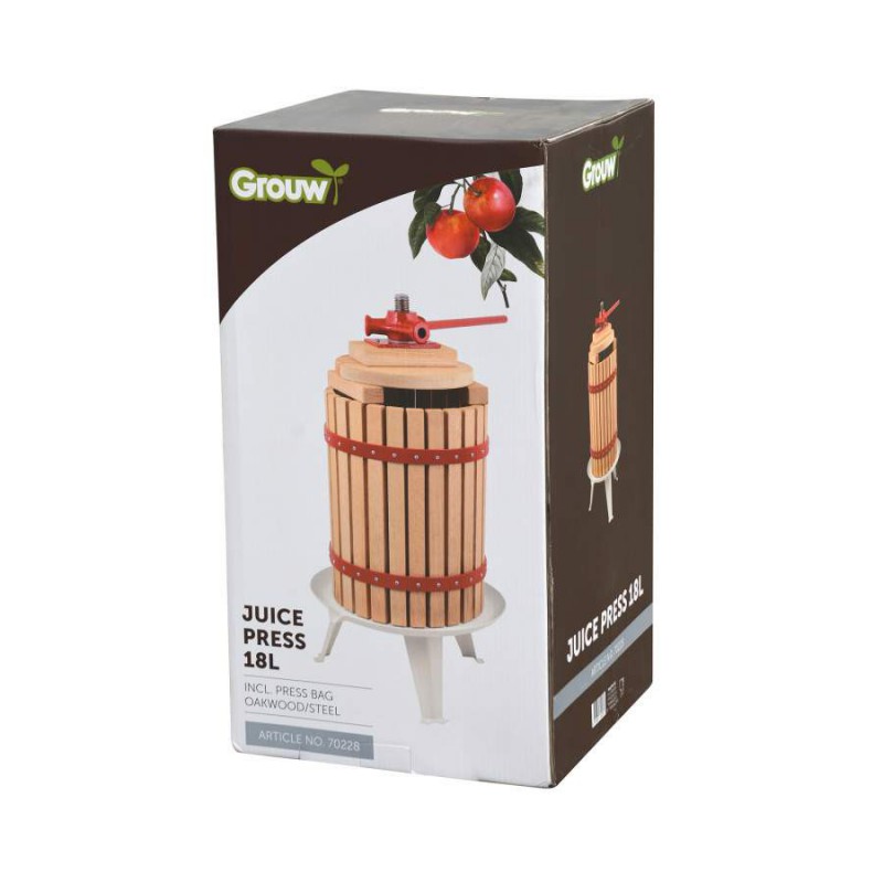 Fruitpers Grouw houten korf 18 l