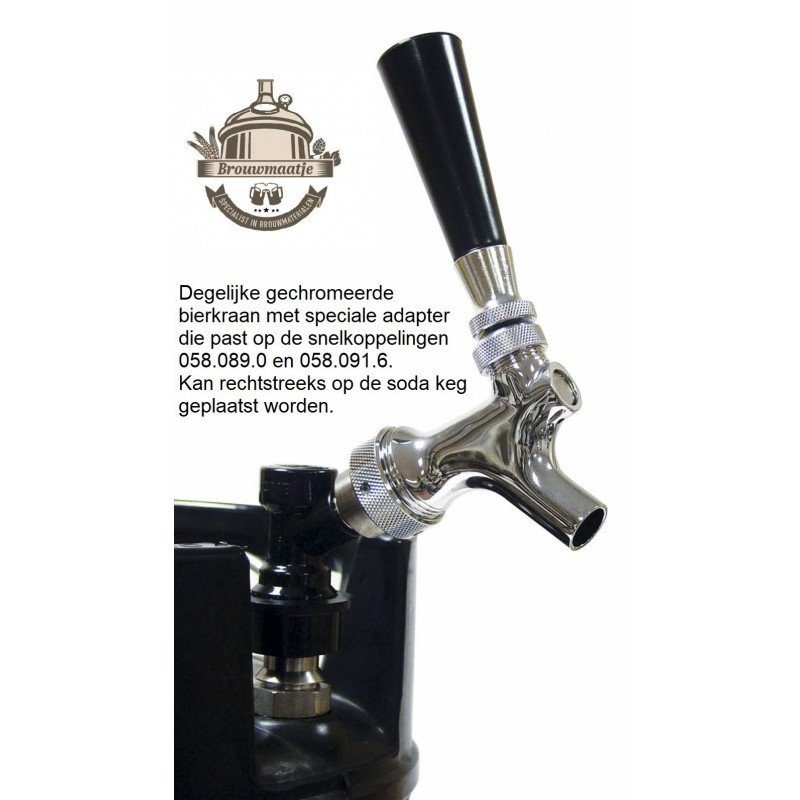 soda-keg bierkraan chrome + adaptor