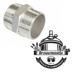 Nippel Dubbele 6-K 3/8 RVS