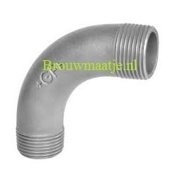 Bocht 90° 3/8 Rvs buitendraad